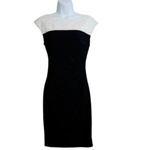 SOLD - LAUREN RALPH LAUREN Women's Black and White Lace Dress 12